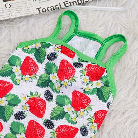 KFX-6954173 Breathable Outdoor Dog Sling Vest in Avocado, Strawberry, and Tropical Fruit – XS to XL Sizes Available