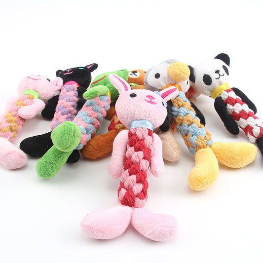 KFX-6964157 Plush Dog Molar Toy with Sound – Soft Cotton-Filled Animal Shapes