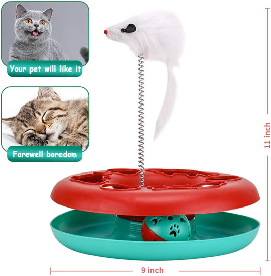 KFX-6966589 Interactive Cat Toy Tower with Tracks, Teaser Mouse, and Exercise Balls for Indoor Cats