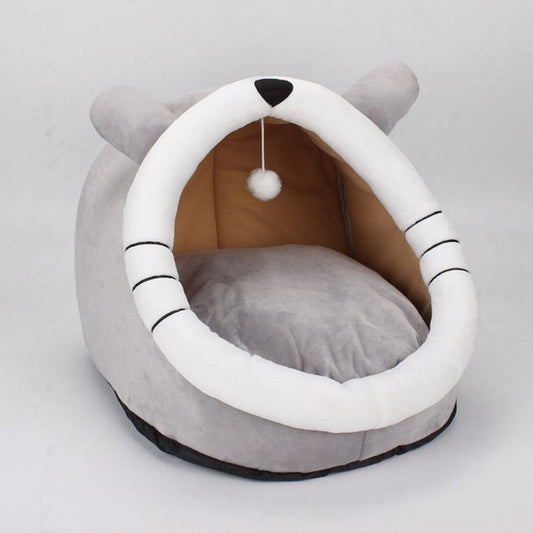 KFX-6967357 Cozy Semi-Enclosed Cat Villa - Soft Sponge Nest in Multiple Sizes