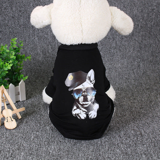 KFX-6974653 Cotton Dog T-Shirt for Pets - Two-Legged Wear in Black and White