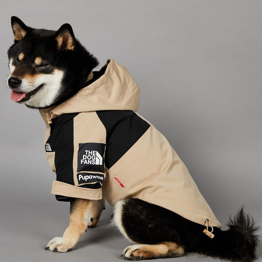 KFX-7001533 Khaki Shell Jacket for Dogs - Weather-Resistant Pet Coat in Multiple Sizes