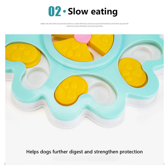 KFX-7002045 Interactive Flower Shape Slow Feeder Dog Puzzle Bowl for Cognitive Training and Olfactory Stimulation