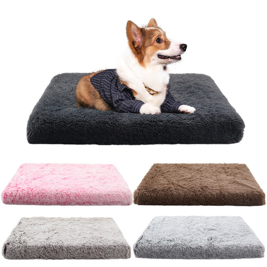 KFX-7009469 Long Pile Square Pet Mat and Detachable Non-Slip Dog Bed for Cats and Dogs, Warm Deep Sleep Sofa