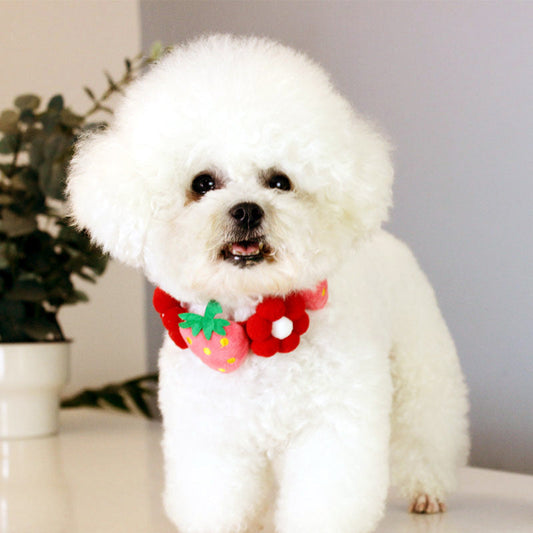KFX-7010237 Strawberry Floral Cotton Collar for Medium to Large Dogs