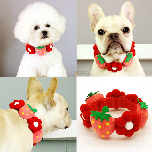 KFX-7010237 Strawberry Floral Cotton Collar for Medium to Large Dogs