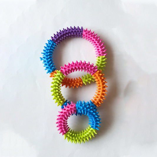 KFX-7018173 Colorful Rubber Thorn Ring for Dogs - Bite Resistant Pet Toy, Three Colors (11 cm) & Five Colors (14 cm) Options