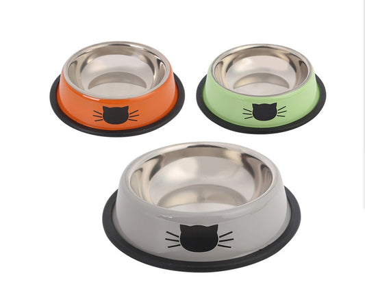 KFX-7019325 Colorful Stainless Steel Non-Slip Pet Bowls for Dogs and Cats - Set of 2/3
