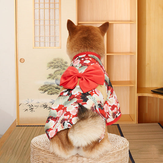 KFX-7019709 Stylish Floral Tulle Kimono for Shiba Inu Dogs - Lightweight Spring/Summer Jacket in Multiple Colors and Sizes