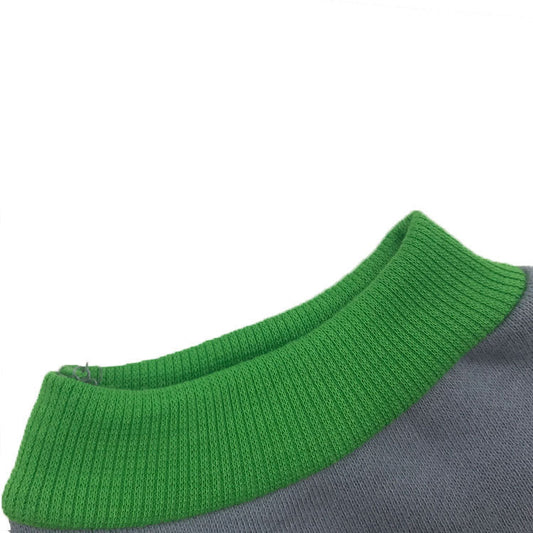 KFX-7021501 Cozy Fleece Vest for Small Dogs in Gray with Green Edge, Perfect for Autumn and Winter