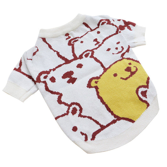 KFX-7023677 Cozy Wool Pug Bulldog Sweater for Autumn and Winter in Milky White