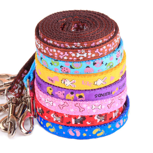 KFX-7033917 Colorful Patch Traction Rope Set for Dogs and Cats - Durable Nylon Chest Harness and Leash
