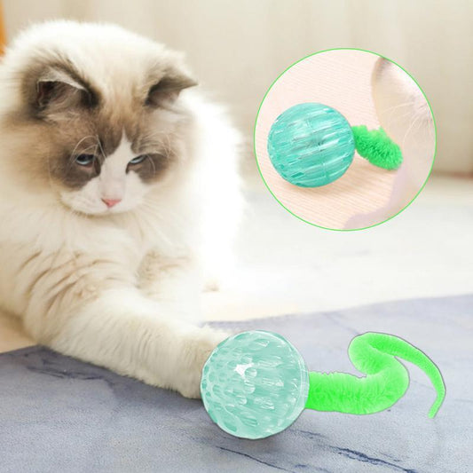KFX-7041853 Interactive Cat Bouncy Ball Toy with Tail for Indoor Play - Safe and Engaging for Cats and Kittens
