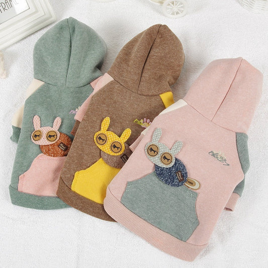 KFX-7045437 Cozy Cotton Pet Sweatshirt in Brown, Green, and Pink - Multiple Sizes Available