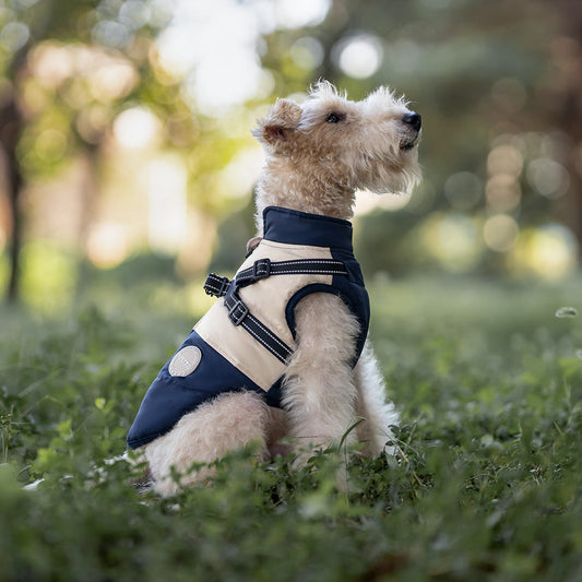 KFX-7056445 Windproof Navy Blue Dog Jacket for All Sizes: S to 8XL, Polyester Material