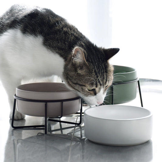 KFX-7061821 Cervical Spine Protective Pet Bowl with Iron and Wooden Frames - Available in Various Sizes and Colors