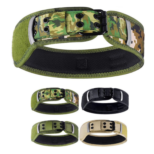 KFX-7069373 Camouflage Nylon Dog and Horse Collar in Military Green and Black, Sizes M-L-XL