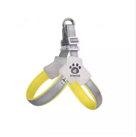 KFX-7070013 Adjustable Reflective Pet Harness with Leash for Dogs and Cats – Comfortable No-Pull Design in Yellow