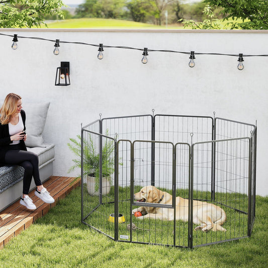 KFX-7071037 Heavy Duty 39 Inch 8 Panel Dog Playpen for Medium and Large Pets - Versatile Indoor/Outdoor Metal Fence
