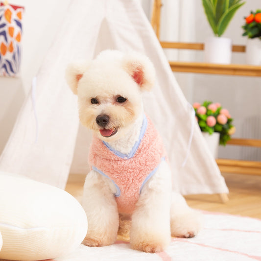KFX-7071933 Double-sided Plush Dog Clothes in Pink, Purple, Blue, and Khaki - Comfortable Cotton Velvet, Sizes S to 2XL