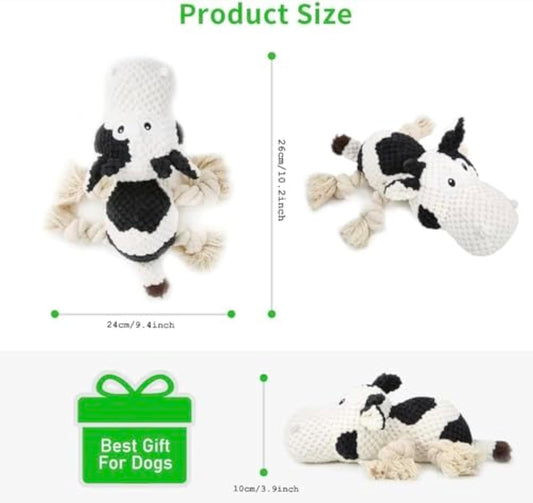 KFX-7091901 Durable Plush Dog Toy with Squeaker and Crinkle Ears, Chew Toy for Small, Medium, and Large Dogs