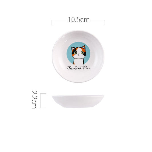 KFX-7094589 Handmade 4-Inch Ceramic Snack Plate for Cats and Dogs