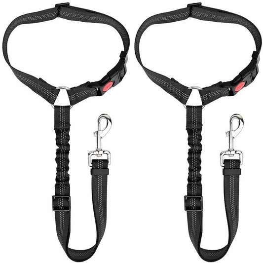 KFX-7099965 Elastic Reflective Dog Car Harness with Traction Rope and Strap