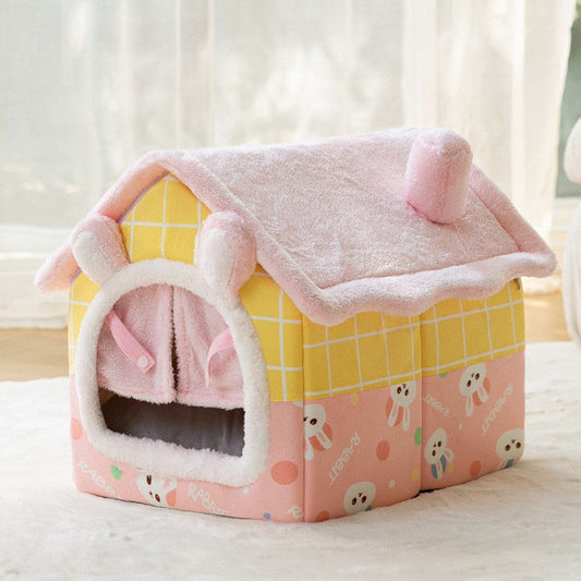 KFX-7104189 Removable and Washable Autumn Winter Tent Dog Bed with Linen-Like Material