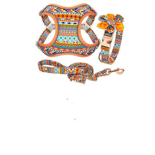KFX-7106493 Adjustable Dog Traction Harness with Decorative Flowers – S/M/L Size Options