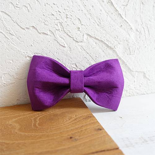 KFX-7107901 Purple Velvet Dog Bow Tie Collar Accessory - Adjustable Sizes XS to XL