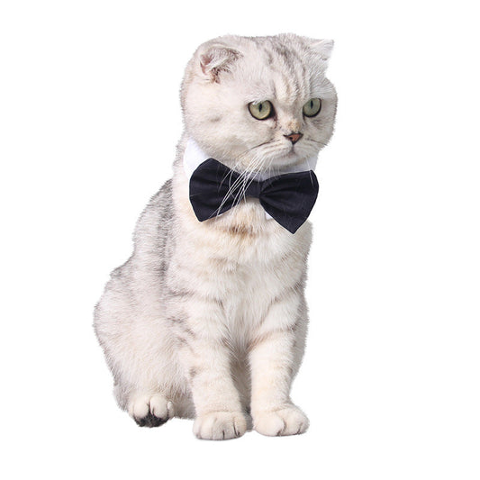 KFX-7108157 Handsome Black Dog Bow Tie in Yellow and Red or White and Black Cotton, Size S or L