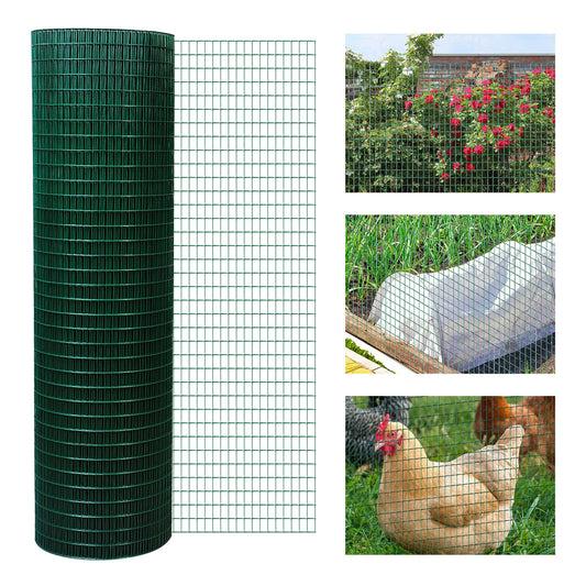 KFX-7109565 PVC Coated Steel Wire Mesh Fencing for Poultry, Gardens, and Small Animals - 98 ft x 35.5 in
