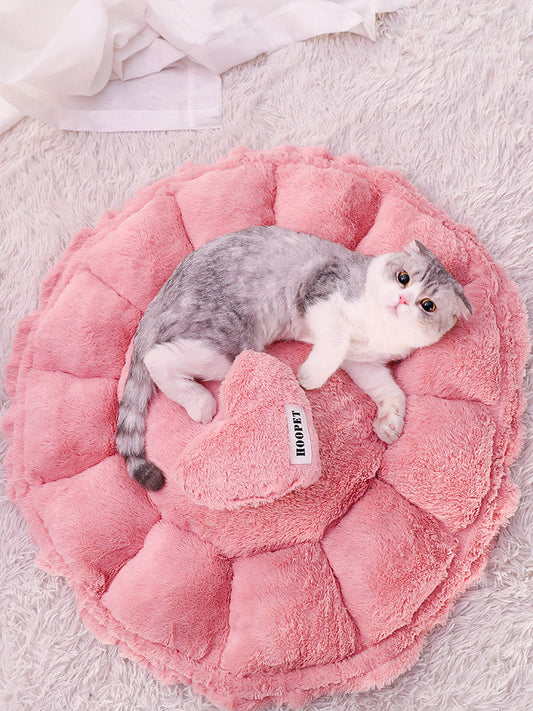 KFX-7121469 Cozy Enclosed Winter Pet Nest in Princess Petal Color, Soft PV Velvet Material