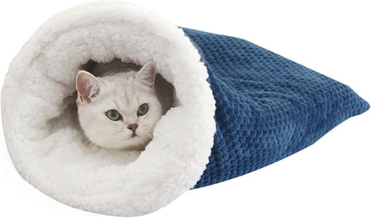 KFX-7136957 Cozy Sleeping Bag for Cats, Warm Semi-Enclosed Crinkle Sack Bed for Cats Up to 6kg
