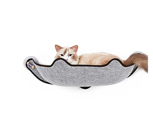 KFX-7140285 Window Sill Cat Hammock with Suction Cups - EVA and Felt Cloth, Removable Washable Mat, Indoor Outdoor Use