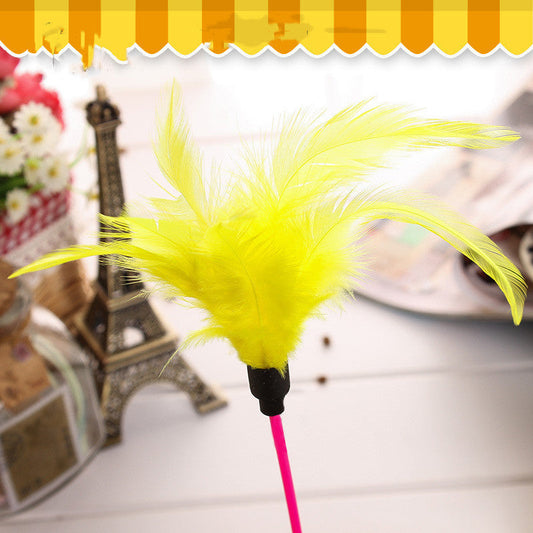 KFX-7144637 Interactive Feather Tumbler Cat Toy - Grass Green, Blue, Rose Red - ABS Material, 7×H26cm