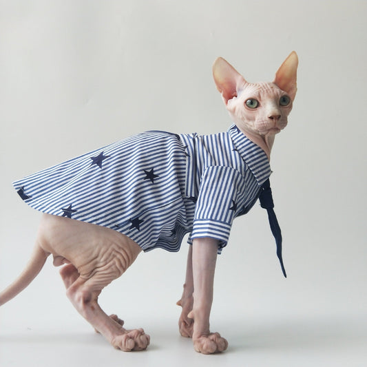 KFX-7146045 Lightweight Cotton Shirt for Hairless Cats - Breathable Casual Apparel