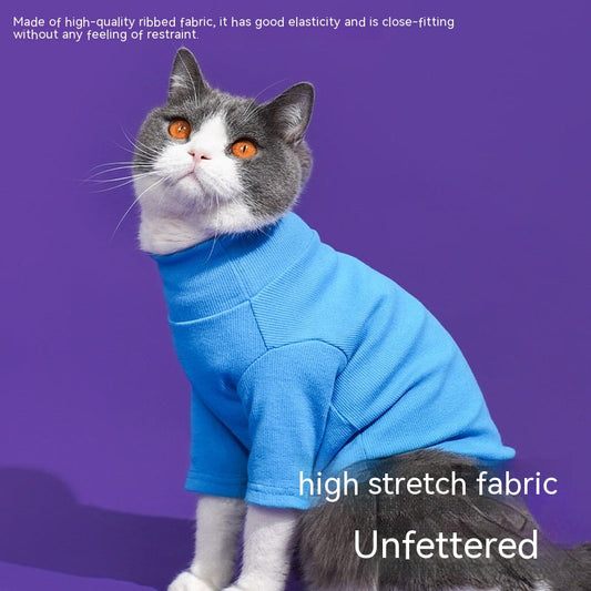 KFX-7177021 Cozy Turtleneck Ribbed Cat Shirt in Sky Blue, Fruit Green, and Pink - Sizes S to XL