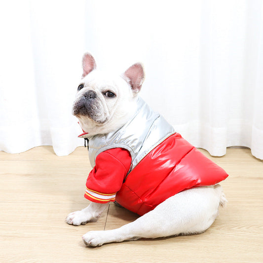 KFX-7183549 Stylish Color-Matching Law Fighting Down Jacket for Pets - White Duck Down, Multiple Sizes Available