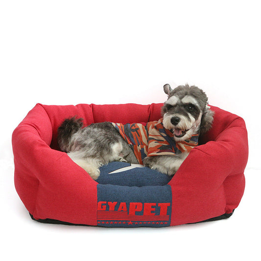 KFX-7192765 Striped Pet Nest for Dogs in Various Sizes - Red, Yellow, Green, Blue