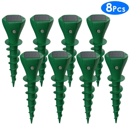KFX-7203901 Solar Powered Animal Repeller | 8 Pcs Waterproof Stake for Moles, Gophers & Groundhogs