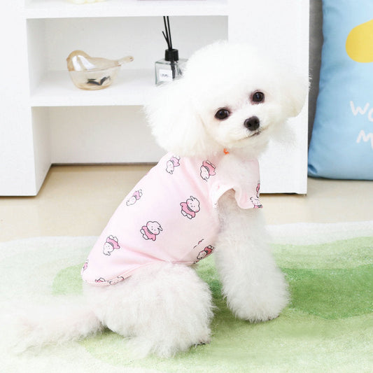 KFX-7206589 Spring and Summer Dog T-Shirt in Blue and Pink, Polyester Material, Sizes XS to XL