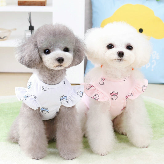 KFX-7206589 Spring and Summer Dog T-Shirt in Blue and Pink, Polyester Material, Sizes XS to XL