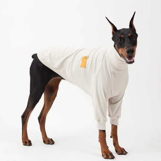 KFX-7209277 High Collar Waffle Knit Dog Sweater in Haze Blue, Off-White, Brick Red