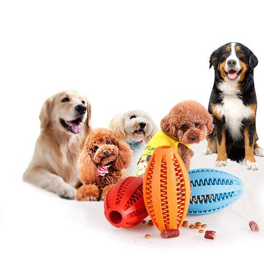 KFX-7218365 Durable Rubber Dog Chew Toy for Teeth Cleaning - Olive Watermelon Ball Puzzle, Small & Large Sizes