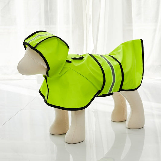 KFX-7226045 Waterproof PU Leather Dog Raincoat with Reflective Stripe - Available in Multiple Colors and Sizes