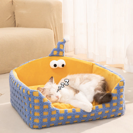 KFX-7228733 Cozy Triangular Pet Sleeping Nest – Disassemblable and Washable for Cats, Thick Warm Kennel for Autumn and Winter