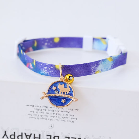 KFX-7238973 Colorful Polyester Pet Collar with Safety Buckle and Bell for Cats and Dogs