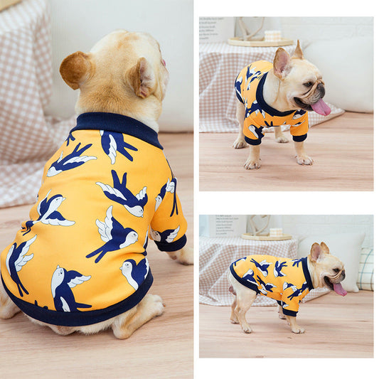 KFX-7242045 Casual Yellow & Dark Blue Dog Sweater for All Breeds - Sizes S to XXL