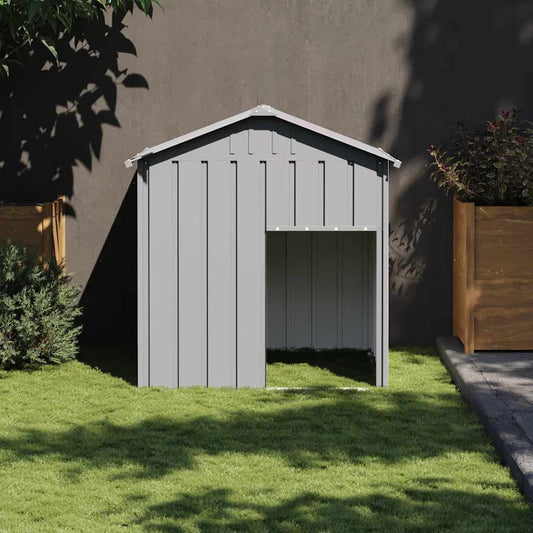 KFX-7252541 Light Gray Galvanized Steel Doghouse with Roof, 117x103x123 cm, Safe and Comfortable Shelter for Pets